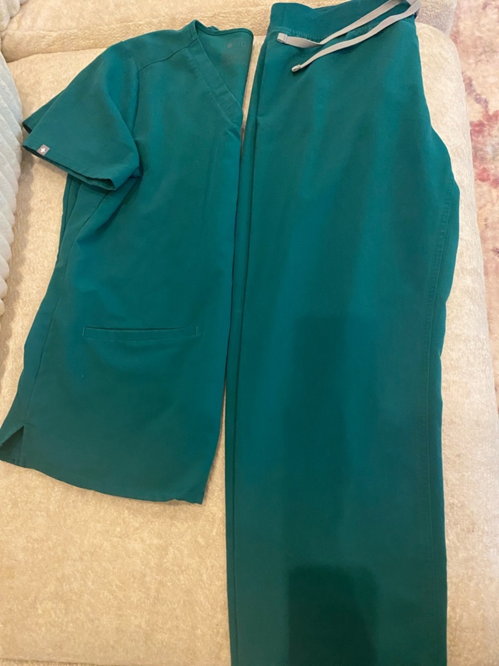 Figs Teal Green Scrub Top and Pants Set